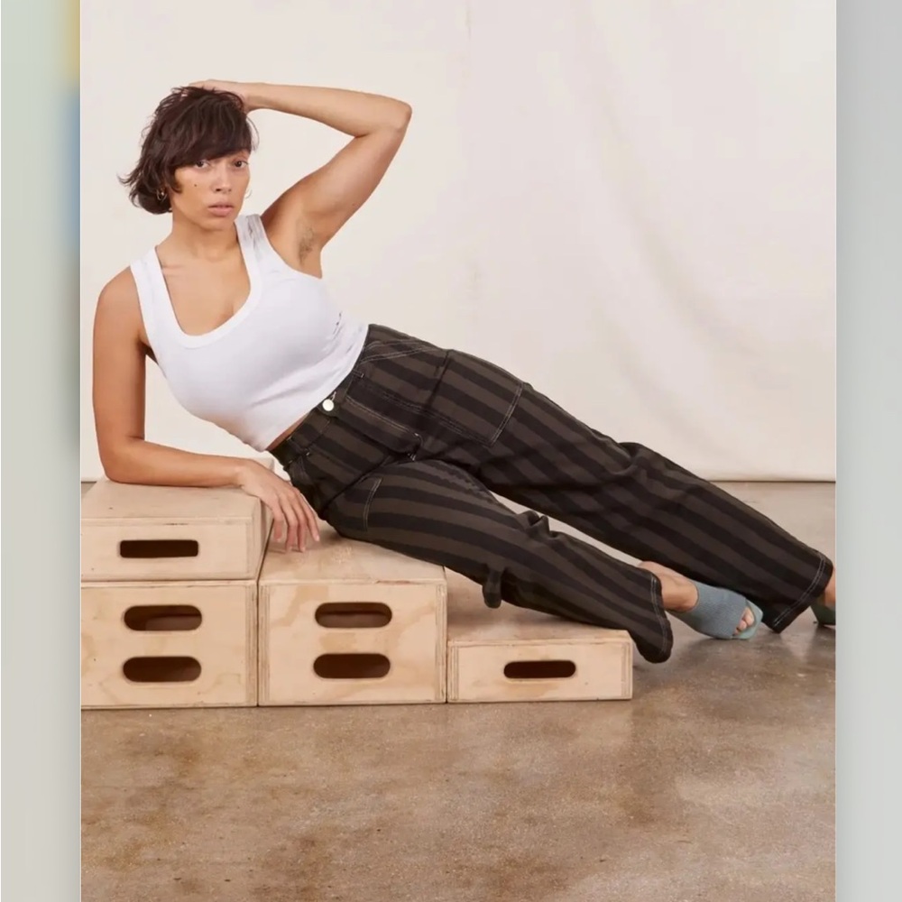 Big Bud Press Black and Brown Striped Straight-Leg Pants - Picture 2 of 13